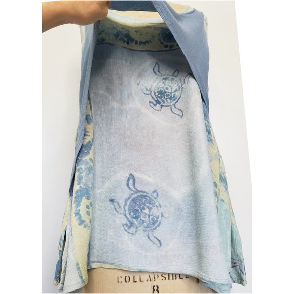 Las Manos Vintage Womens Lagenlook Top Shirt Sea Life Fish Seahorse Turtle - Picture 8 of 12